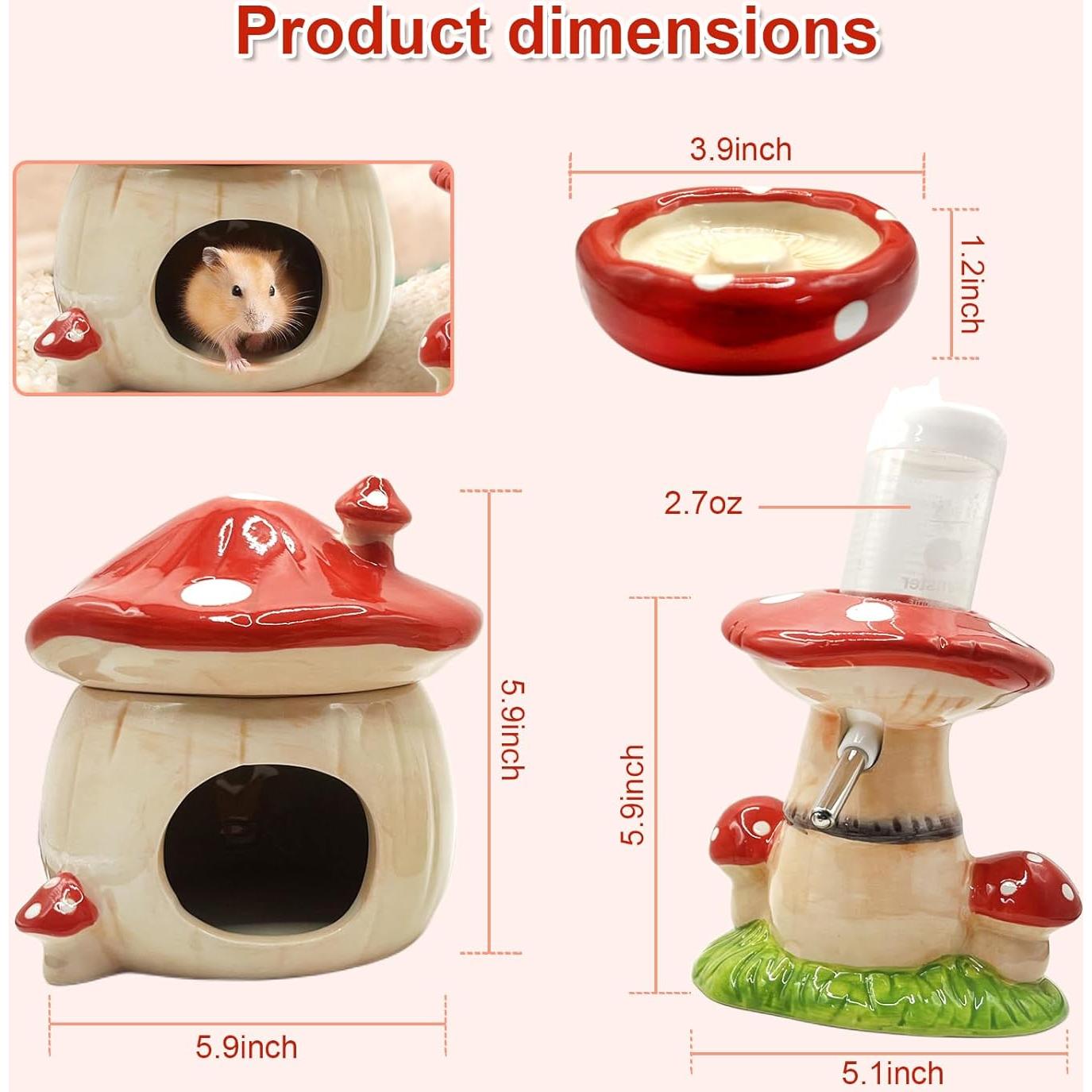 Accesorios para Hámster Beleatal: Escondite Cerámico, Botella y Tazón