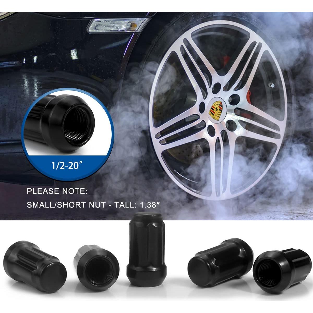 Tuercas de Llantas GAsupply Negras 1/2-20 35mm 6 Puntas Tuner