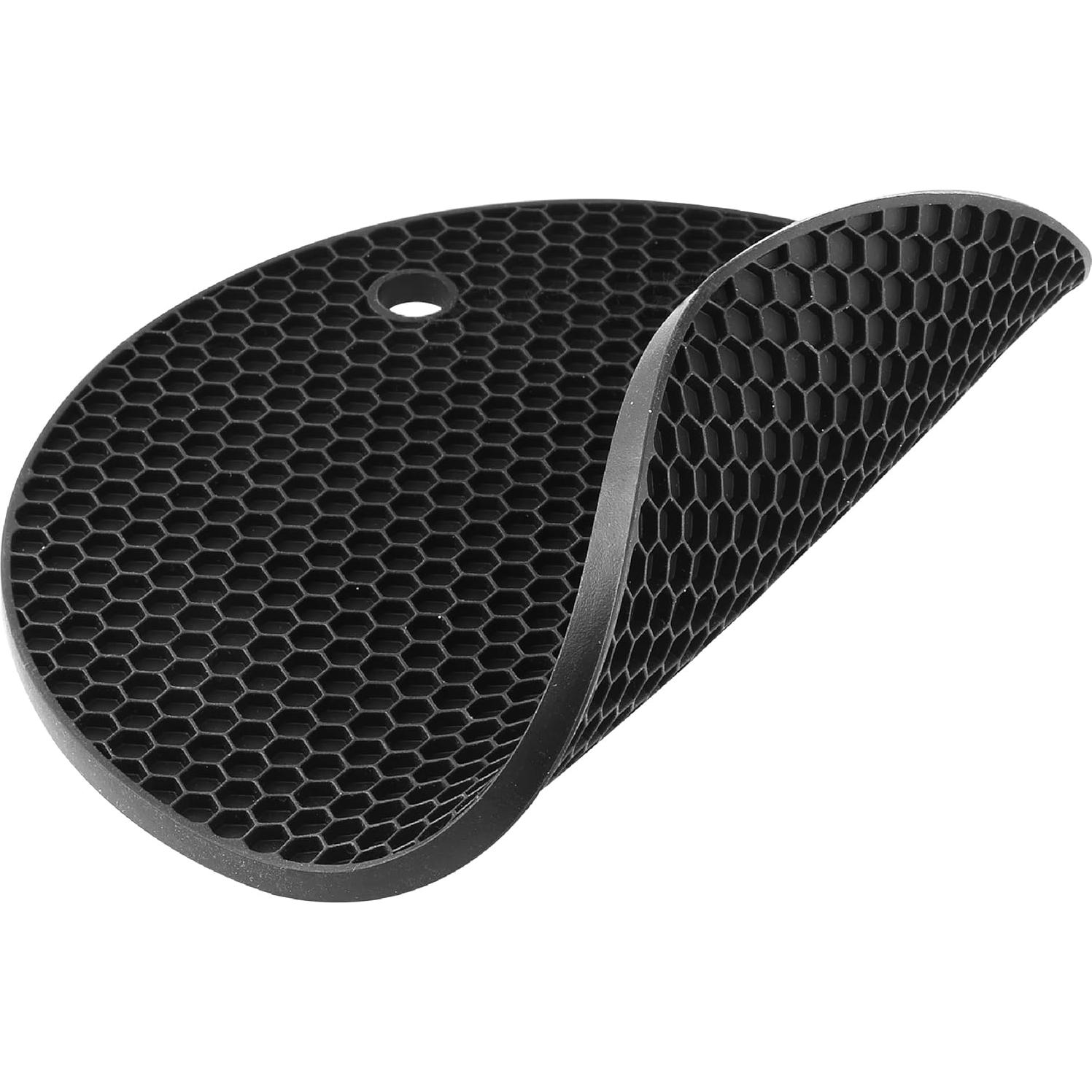 Tapetes de Silicona BTaT para Trivets - 2 Piezas Redondas Negros