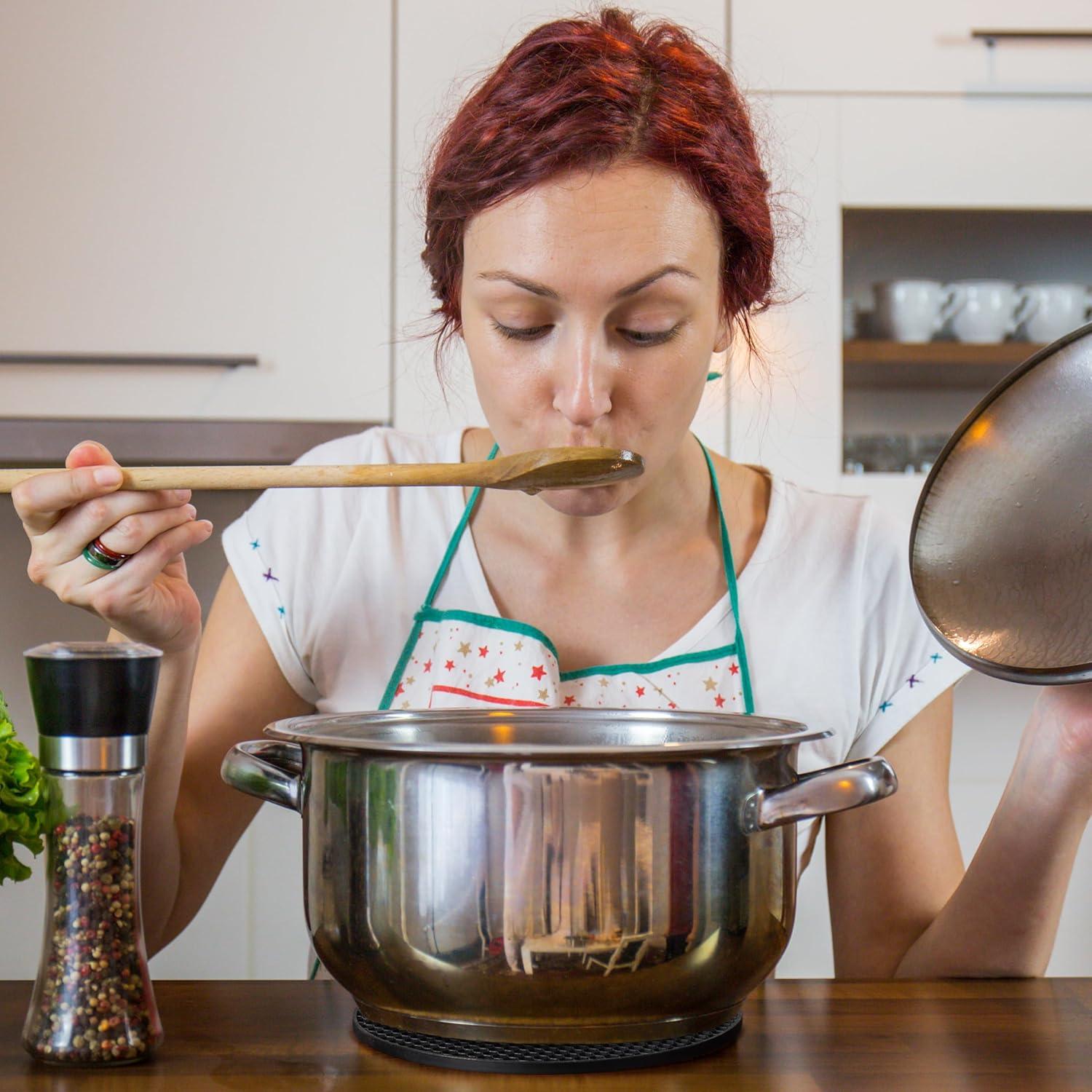 Tapetes de Silicona BTaT para Trivets - 2 Piezas Redondas Negros