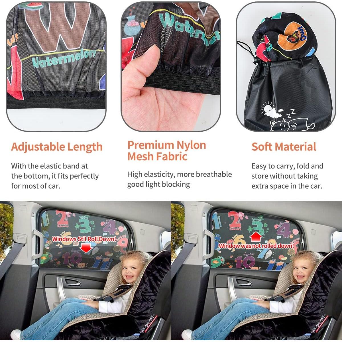 Sombrillas para Ventanas de Auto MOVINPE - Paquete de 2, Protección UV