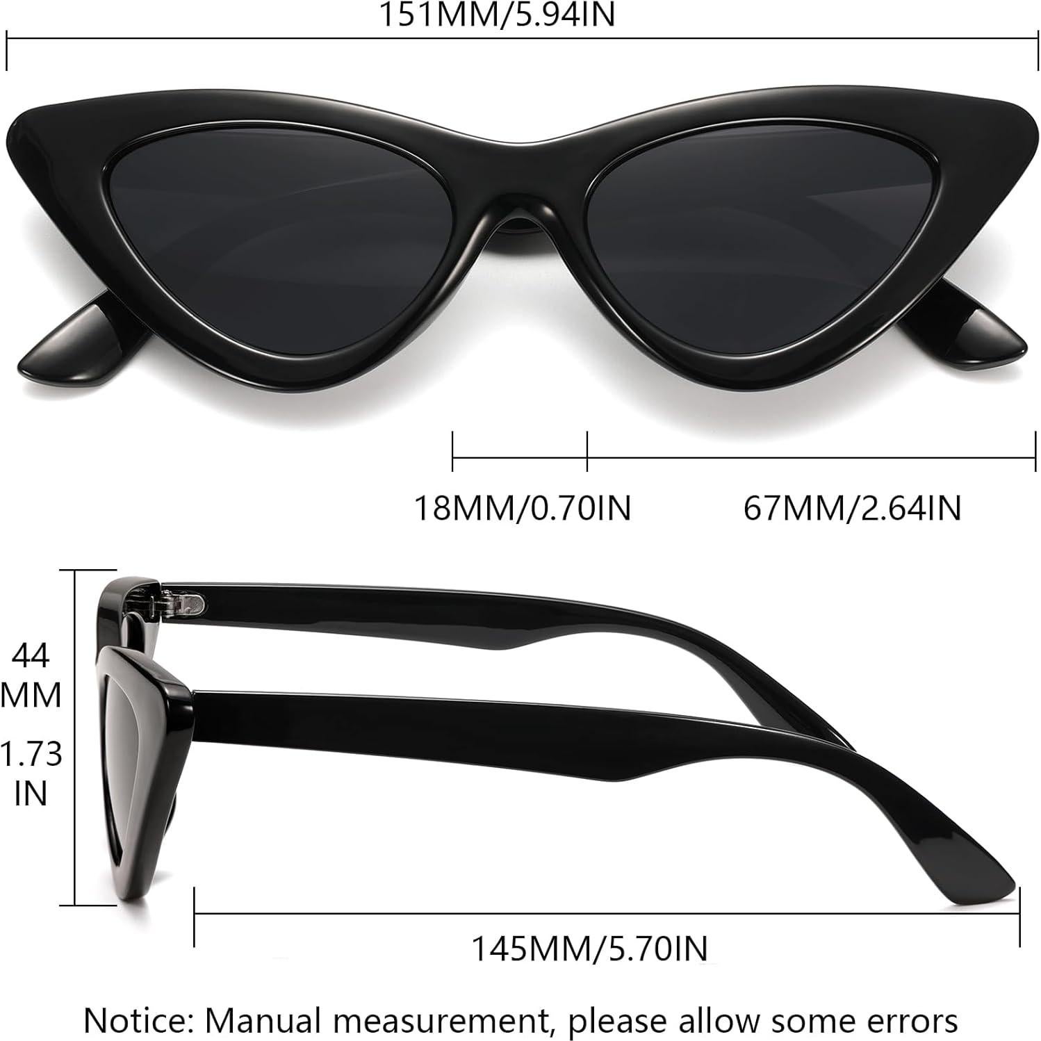 Gafas de Sol Ojo de Gato IOHLNG Retro para Mujeres - Montura Negra