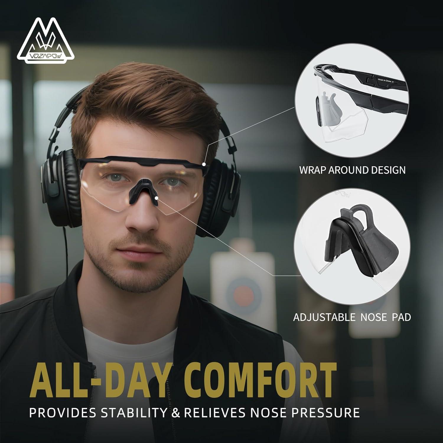 Gafas de Tiro Antivaho VOZAPOW con Lentes HD Certificadas ANSI