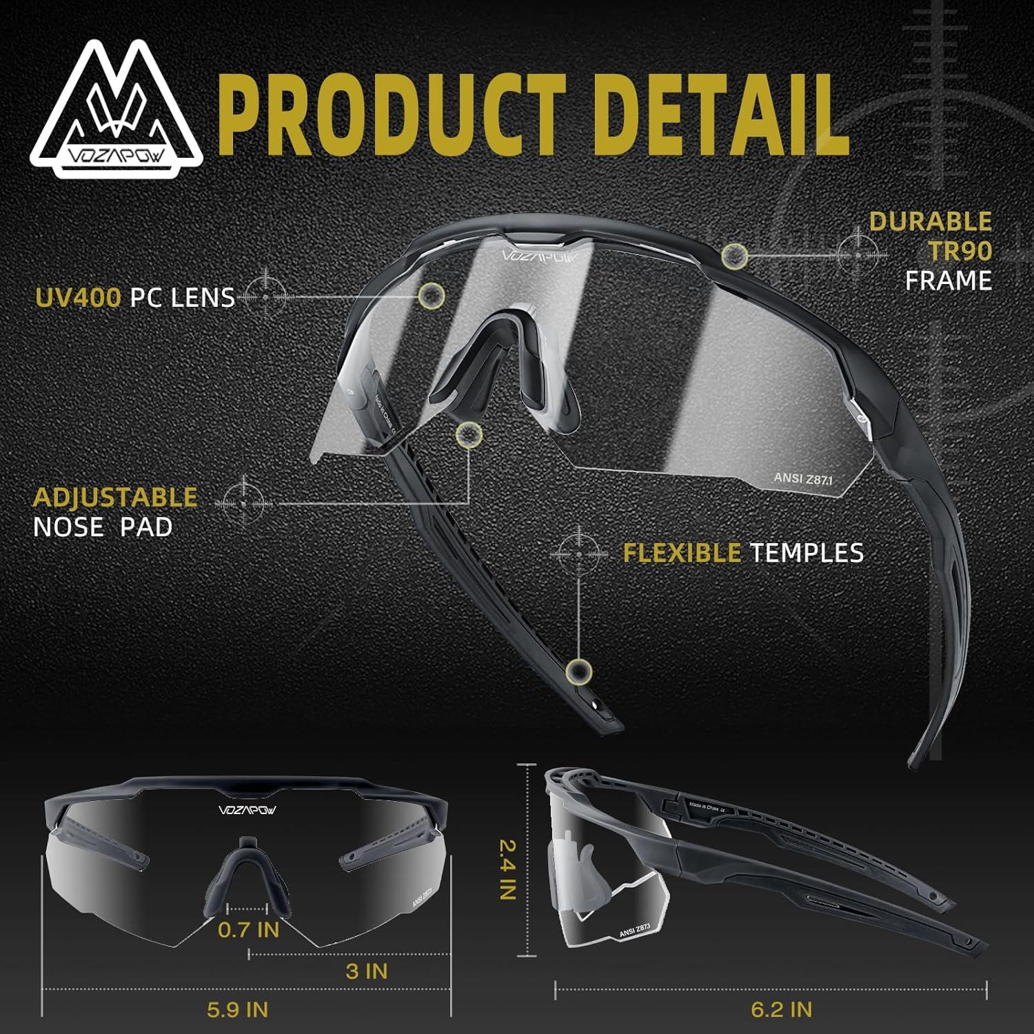 Gafas de Tiro Antivaho VOZAPOW con Lentes HD Certificadas ANSI