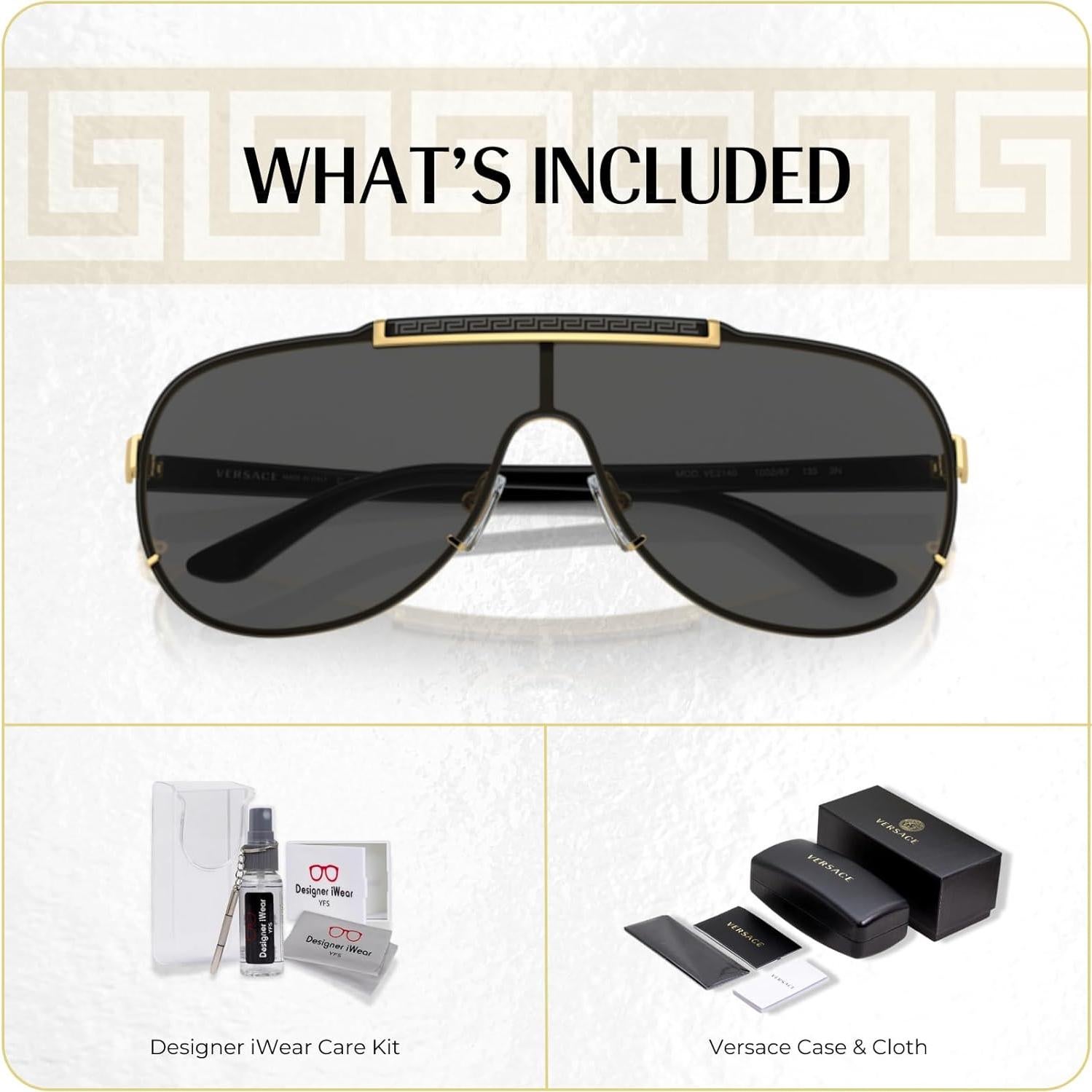 Gafas de Sol Aviador Versace VE2140 Unisex Oro/Gris + Kit Cuidado