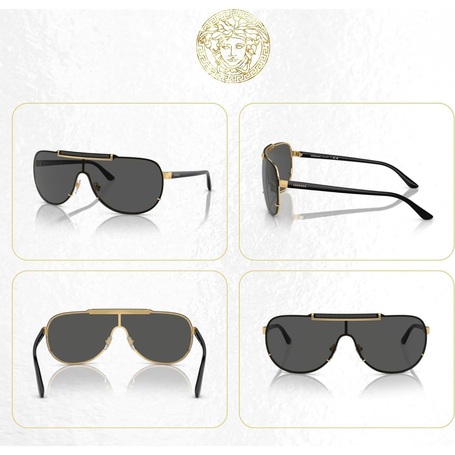 Gafas de Sol Aviador Versace VE2140 Unisex Oro/Gris + Kit Cuidado