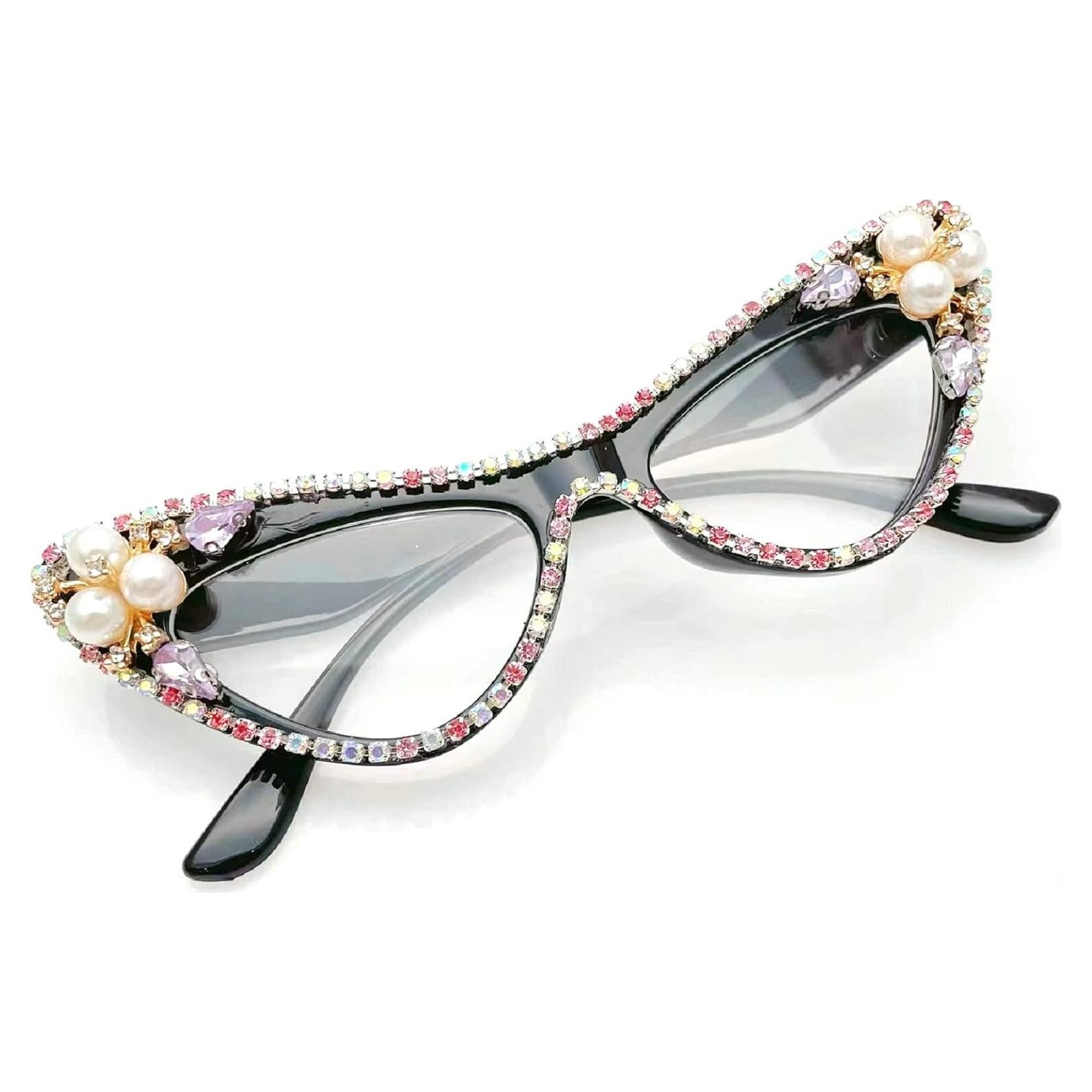 Gafas de lectura de strass vintage para mujer, ojo de gato, 0x