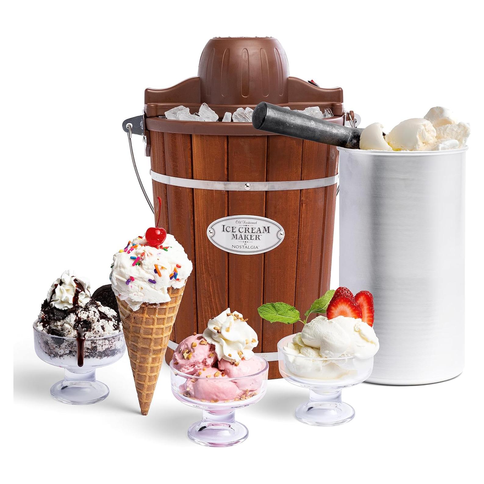 Máquina de Hacer Helados Nostalgia 6L Eléctrica Vintage