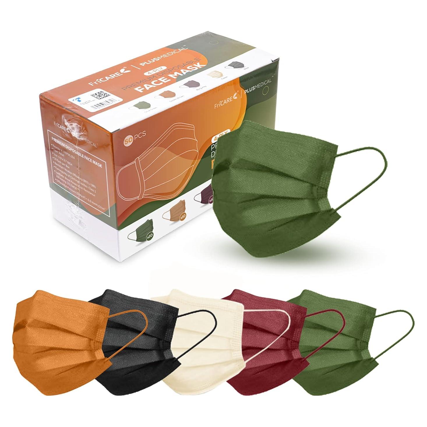 Mascarillas desechables FriCARE 4 capas ASTM Nivel 3 - 50 unidades colores variados