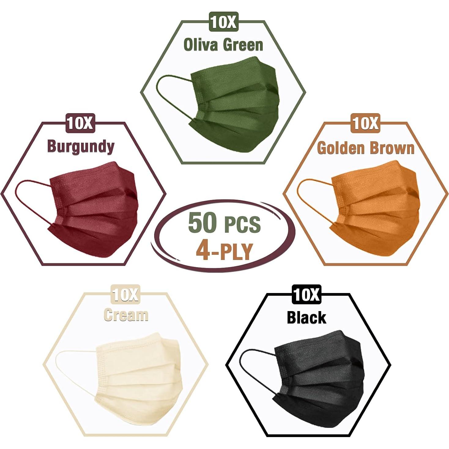 Mascarillas desechables FriCARE 4 capas ASTM Nivel 3 - 50 unidades colores variados