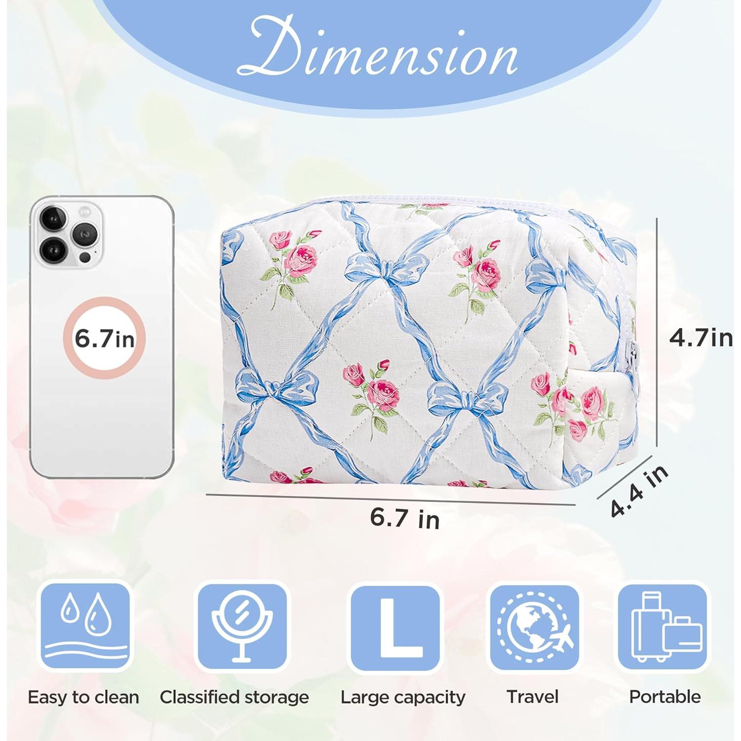 Bolsa de Maquillaje Sminra Acolchada Floral 19.8x11x13cm