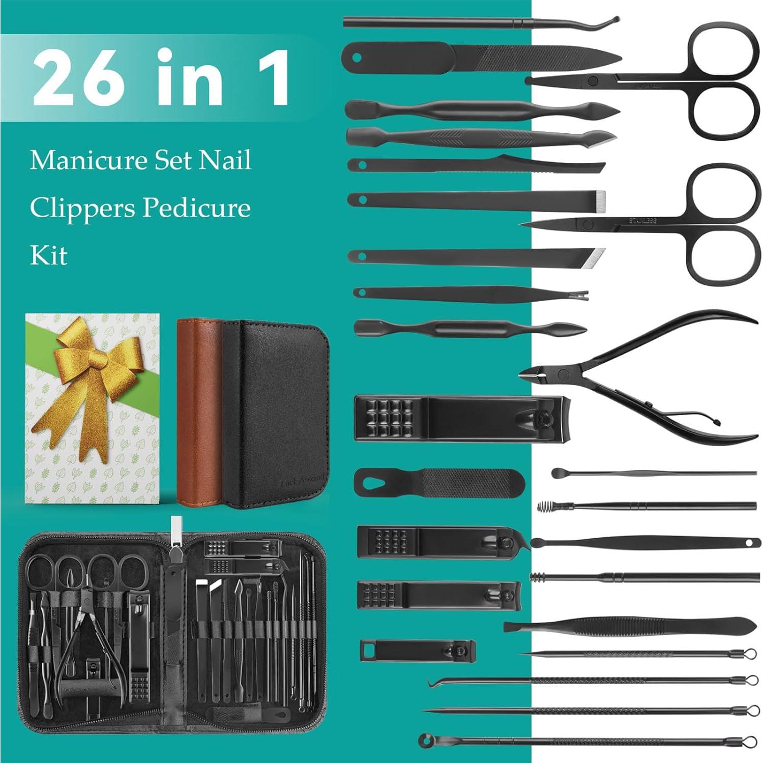 Set de Manicura y Pedicura Luck Around 26 Piezas Acero Inoxidable