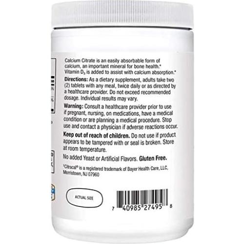 Tabletas de Citrato de Calcio Plus D3 21st Century 400 Unidades