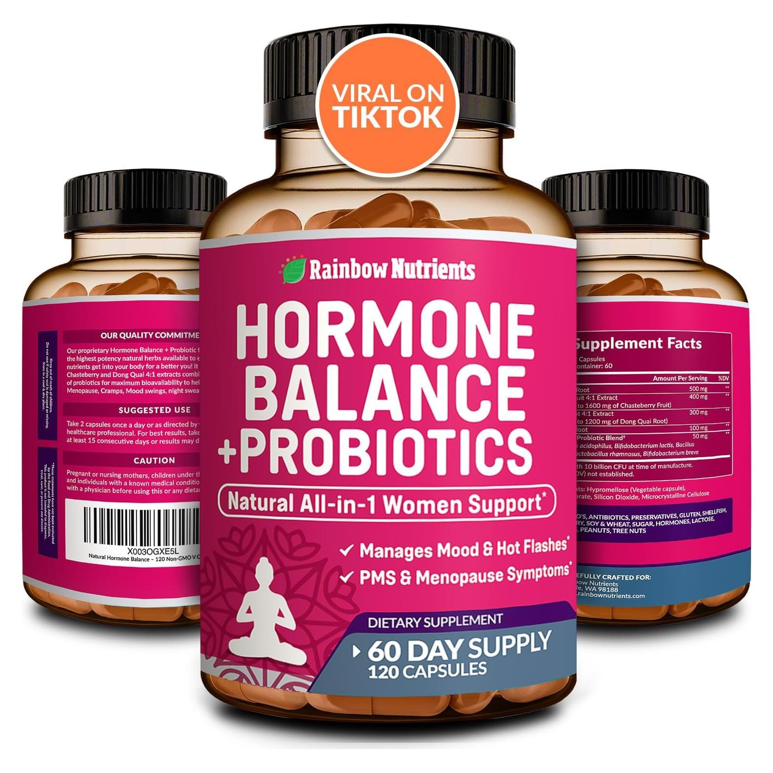 Suplemento Equilibrio Hormonal + Probióticos Rainbow Nutrients 120 Cápsulas