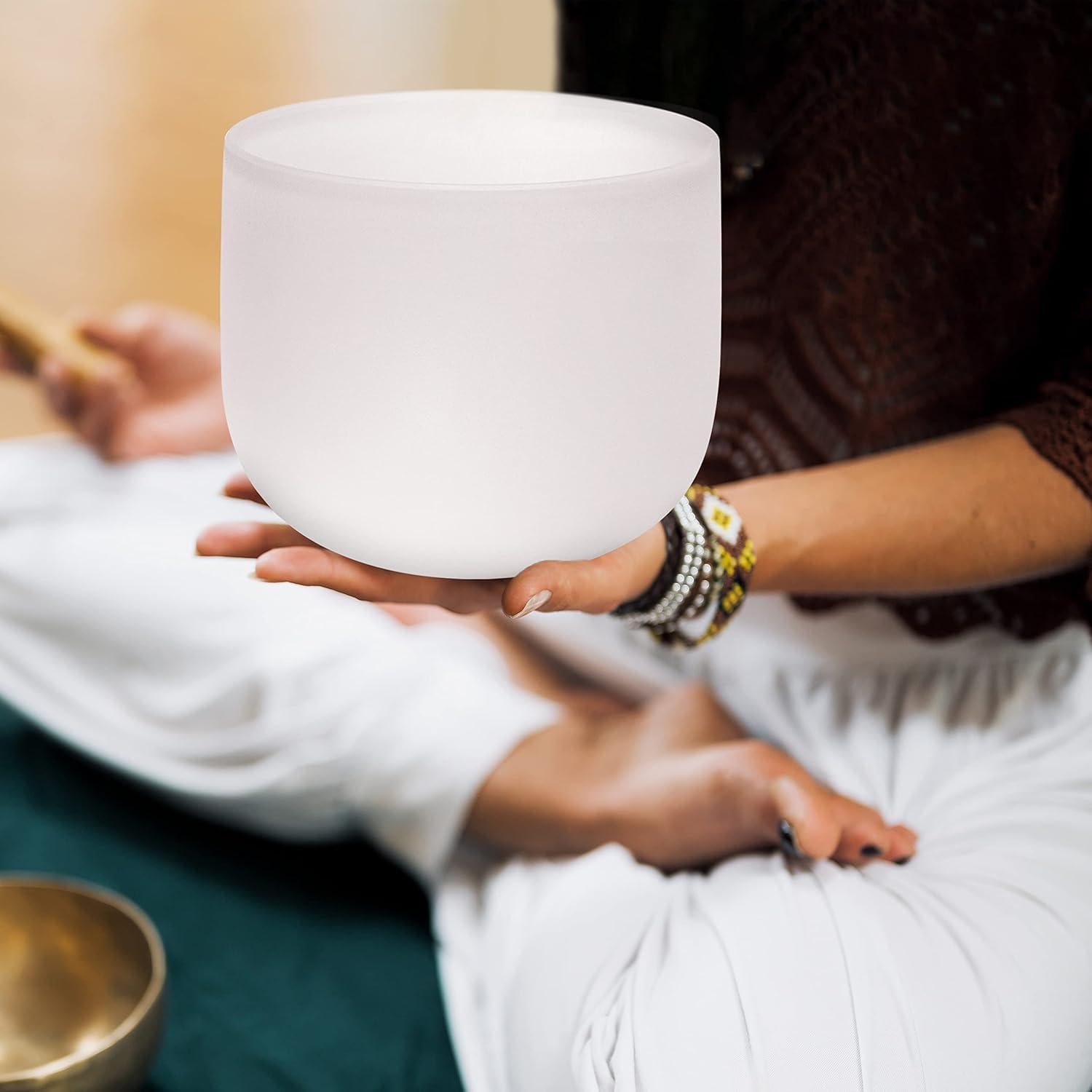 Cuenco de Canto de Cristal TOPFUND 17.78 cm C Nota con Martillo