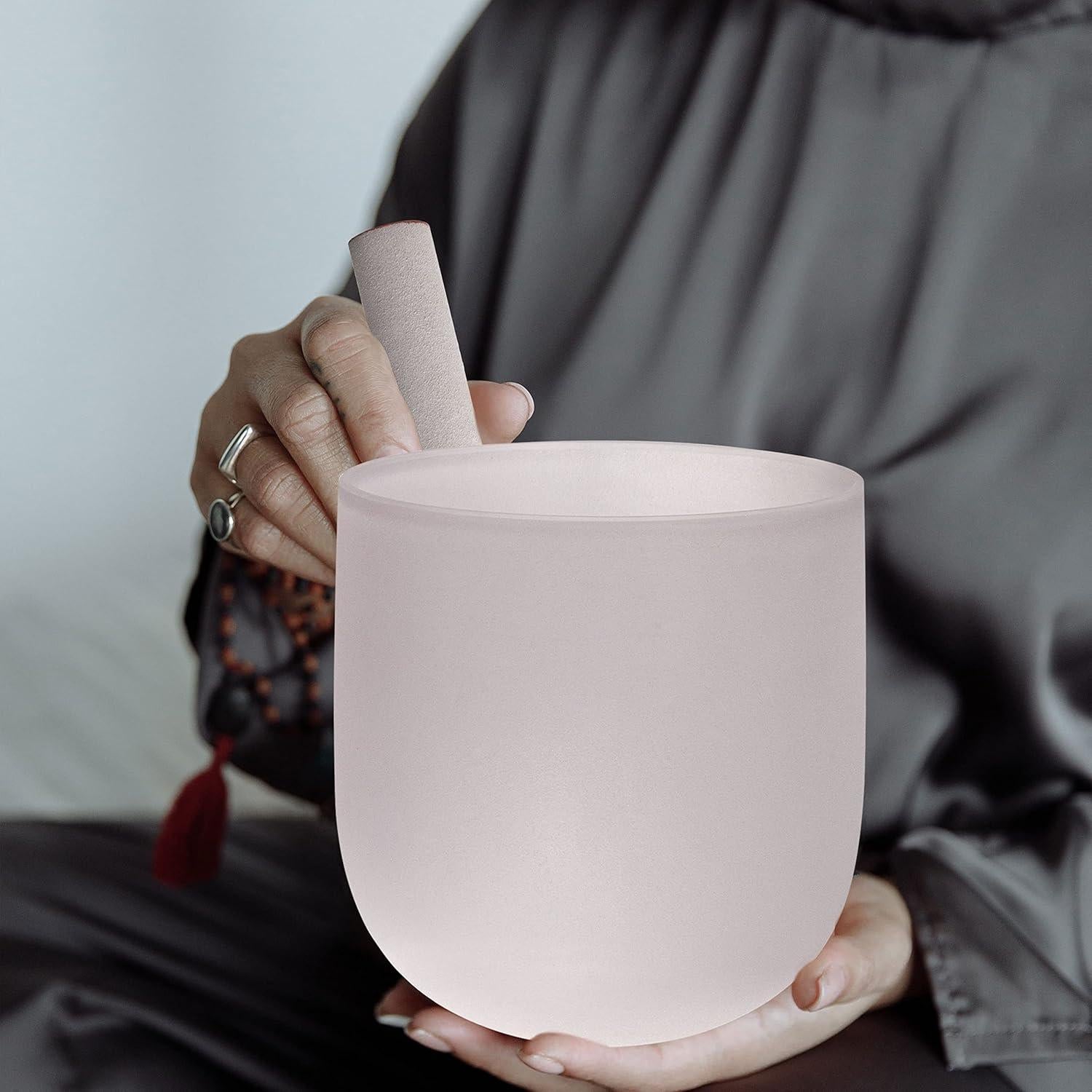 Cuenco de Canto de Cristal TOPFUND 17.78 cm C Nota con Martillo