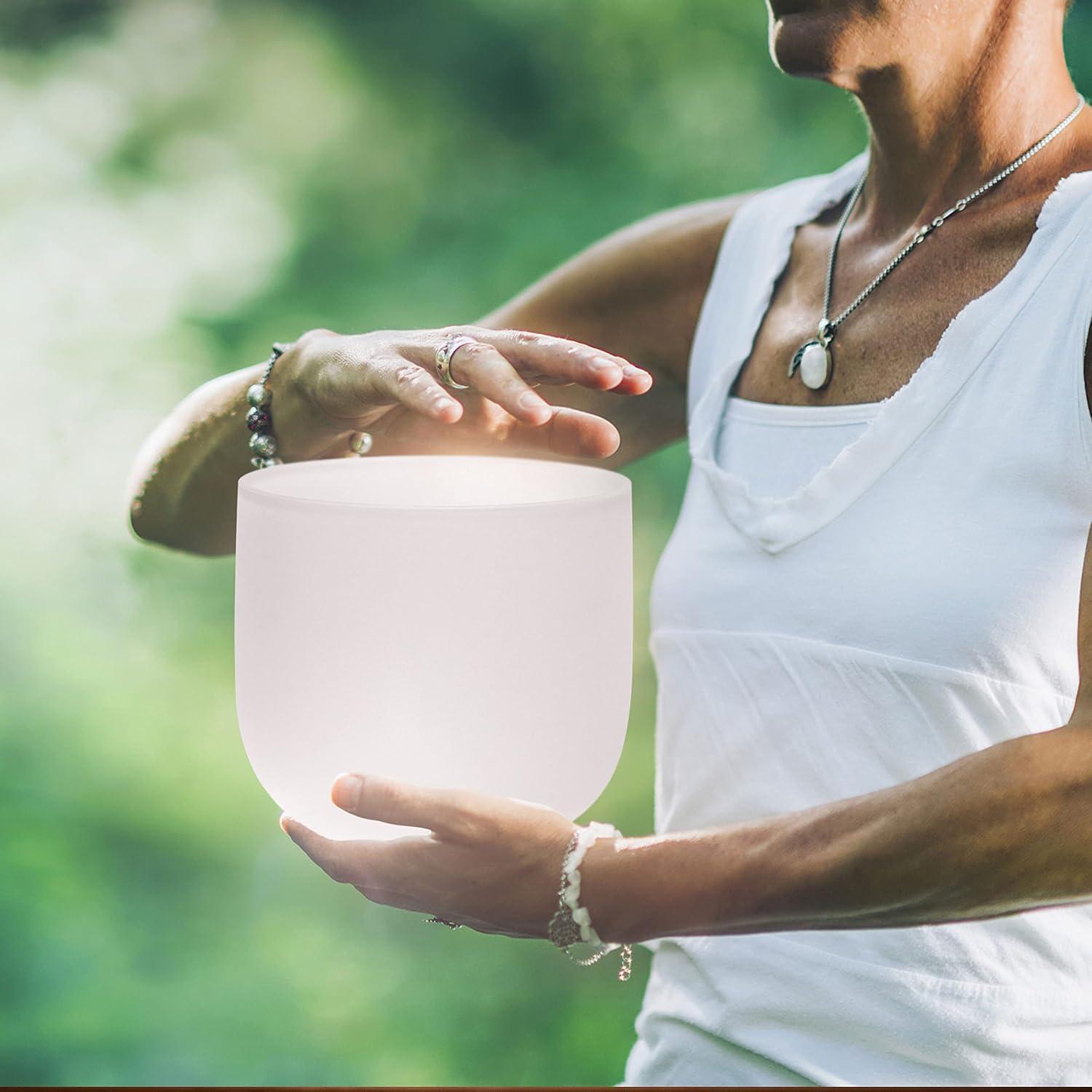 Cuenco de Canto de Cristal TOPFUND 17.78 cm C Nota con Martillo