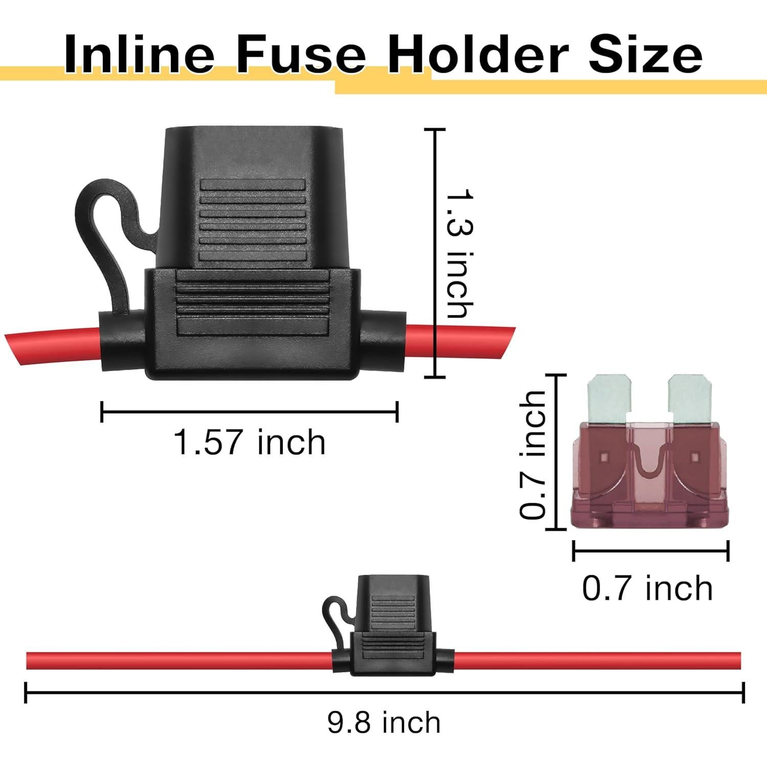 Soportes de Fusibles Inline 12V Ecocstm 10 AWG 40A Impermeables