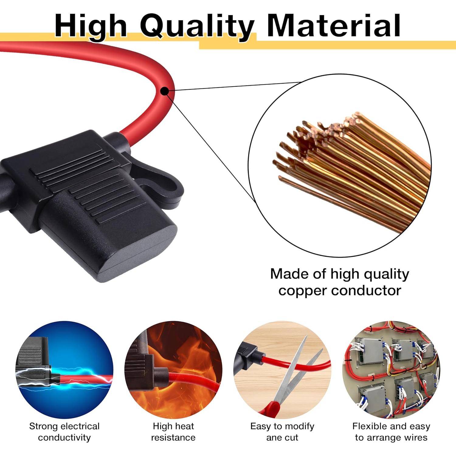 Soportes de Fusibles Inline 12V Ecocstm 10 AWG 40A Impermeables