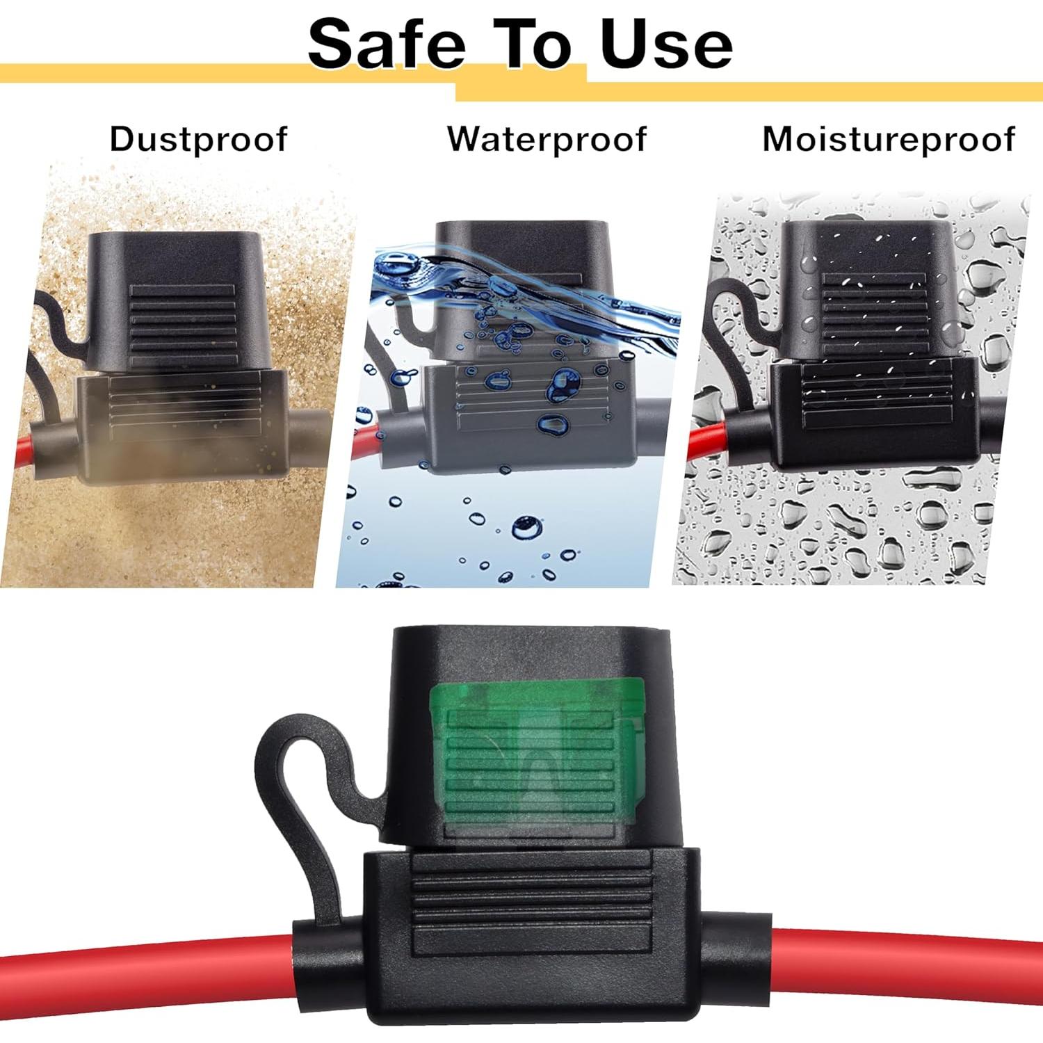 Soportes de Fusibles Inline 12V Ecocstm 10 AWG 40A Impermeables