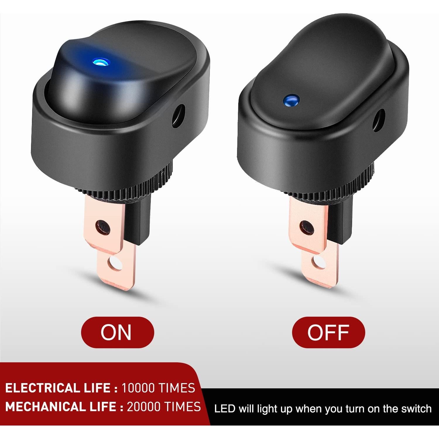 Interruptor Rocker LED Nilight 5Pcs 12V Azul 30A SPST