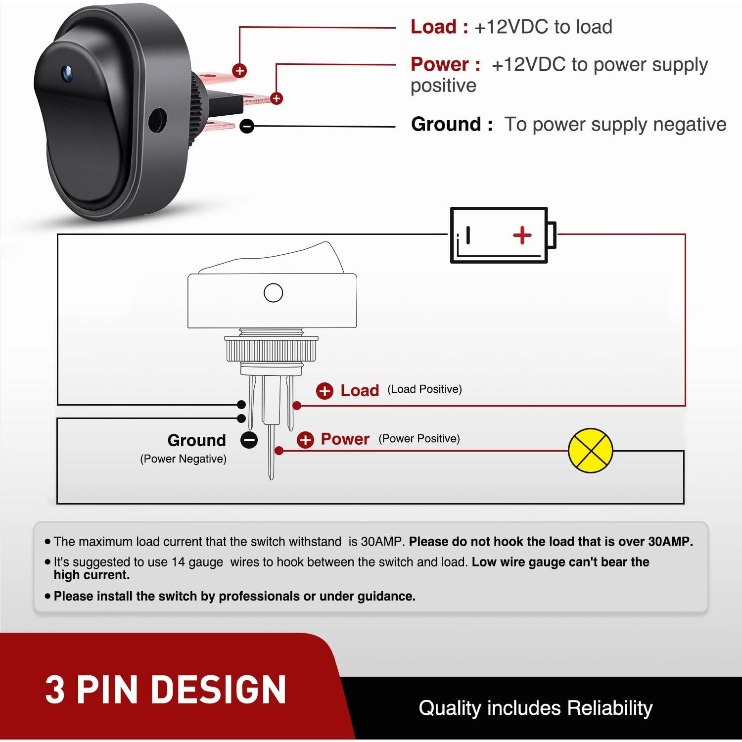 Interruptor Rocker LED Nilight 5Pcs 12V Azul 30A SPST