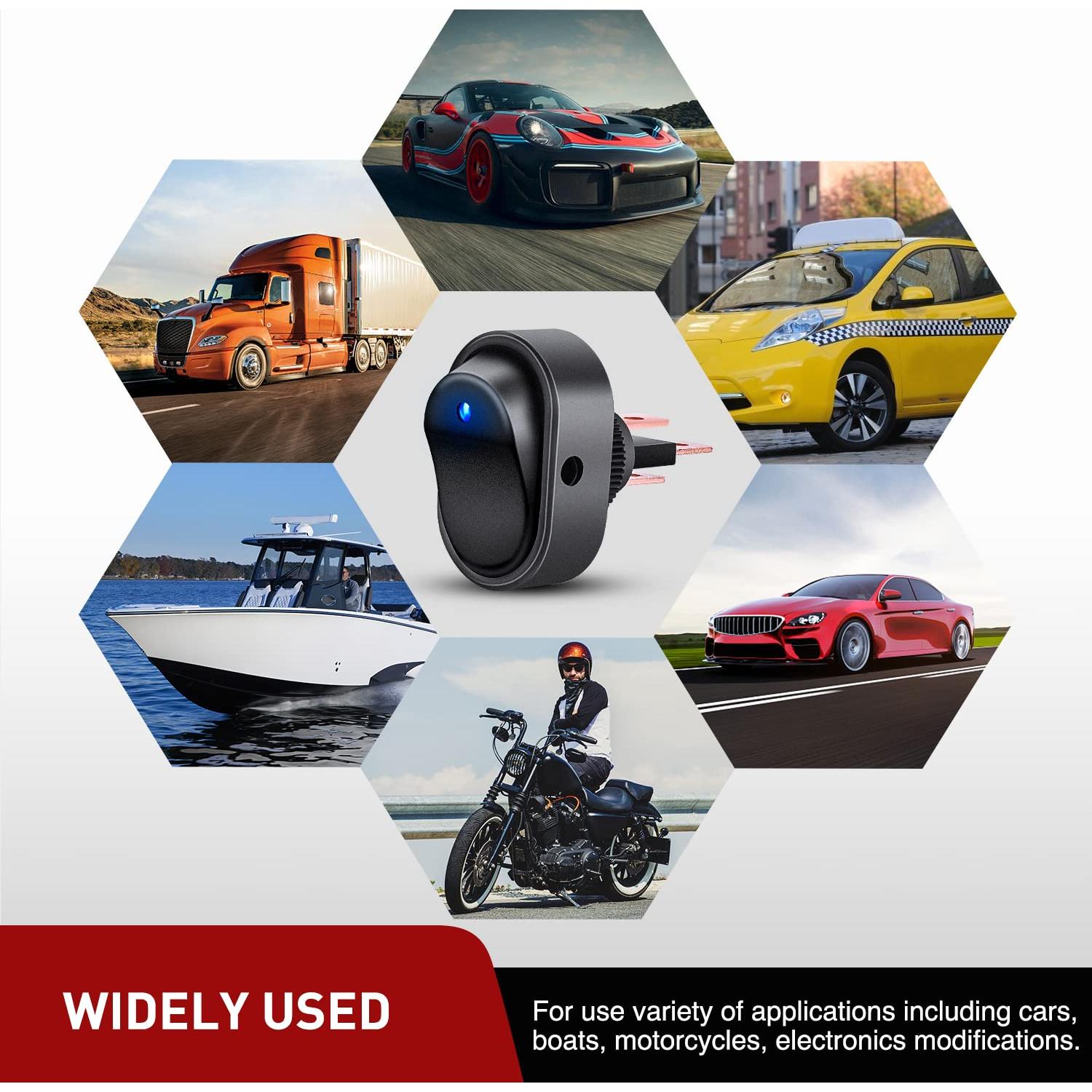 Interruptor Rocker LED Nilight 5Pcs 12V Azul 30A SPST