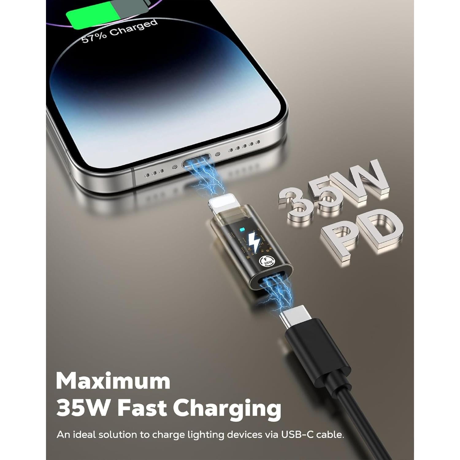 Adaptador USB C a Lightning MoKo 35W Carga Rápida