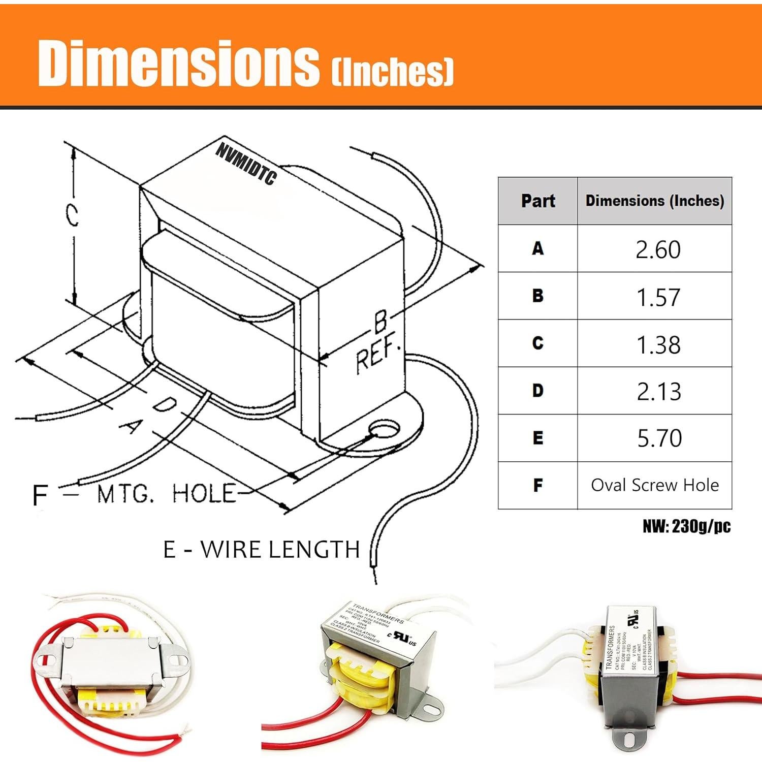 Transformador AC NVMIDTC 110V a 12V 10VA Certificado UL