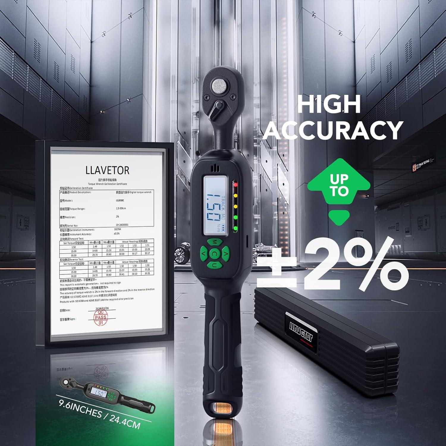 Llave de Torque Digital Mini LLAVETOR 1/4" 1.5-30Nm