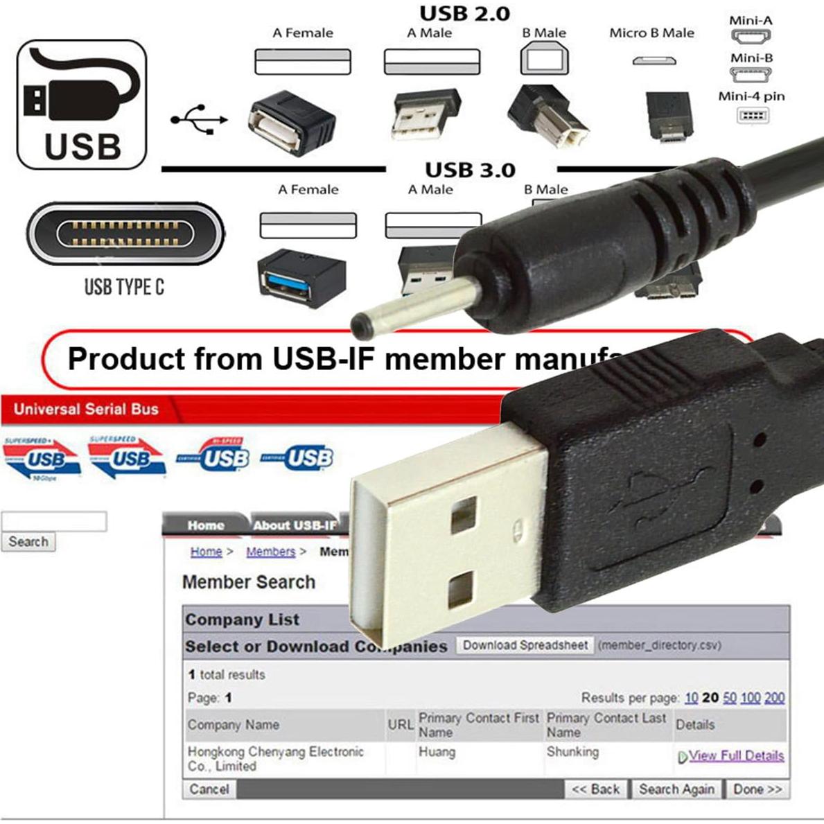 Cable USB a DC 2.0x0.7mm CY 100cm 5V 24AWG