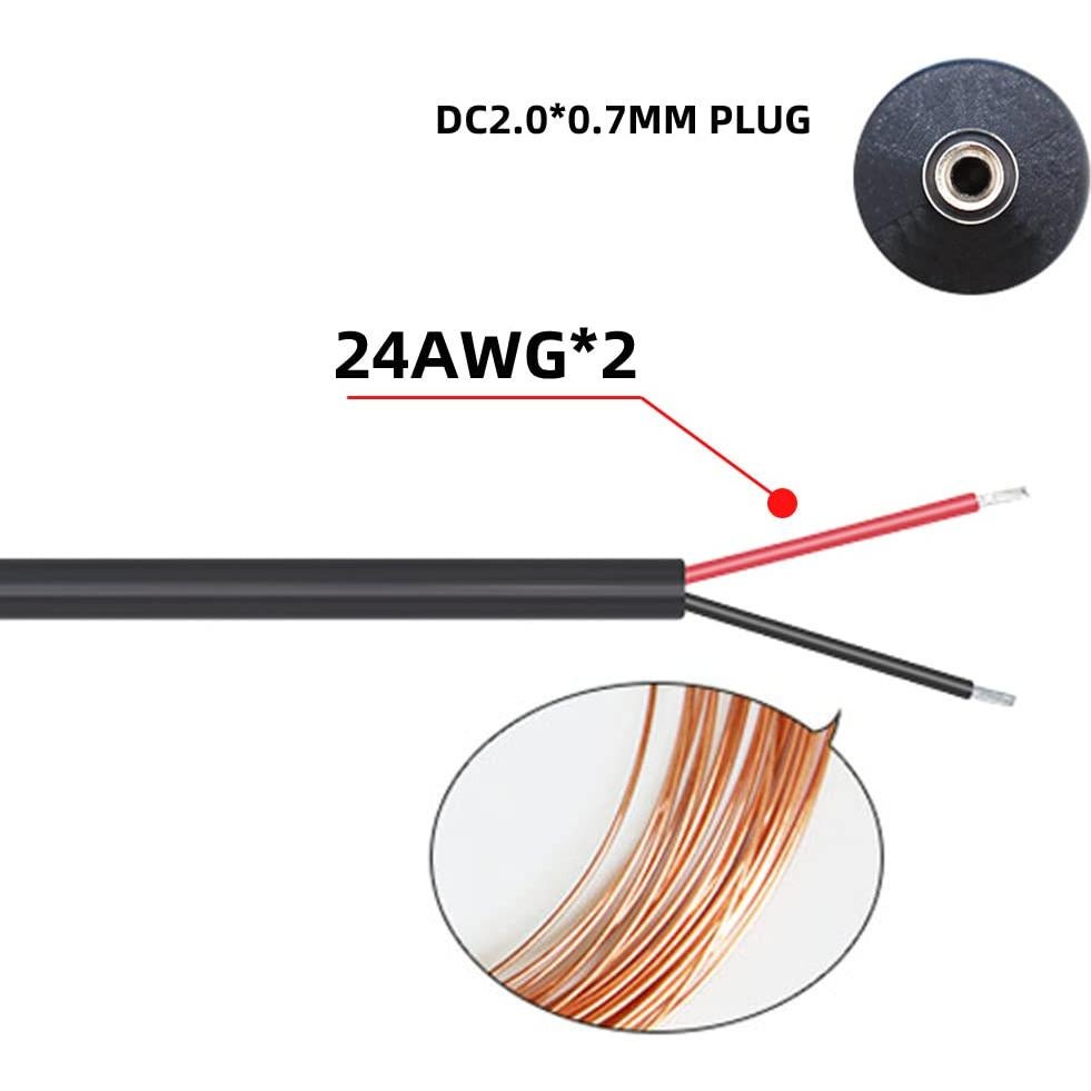 Cable USB a DC 2.0x0.7mm CY 100cm 5V 24AWG