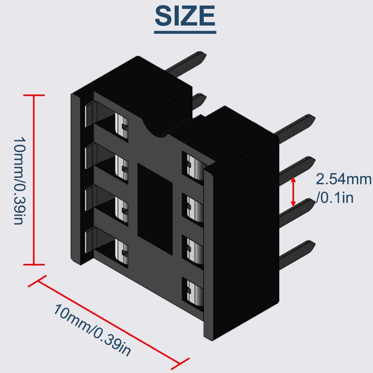 50 Adaptadores Zócalo IC 8 Pines 2.54mm DAOKAI