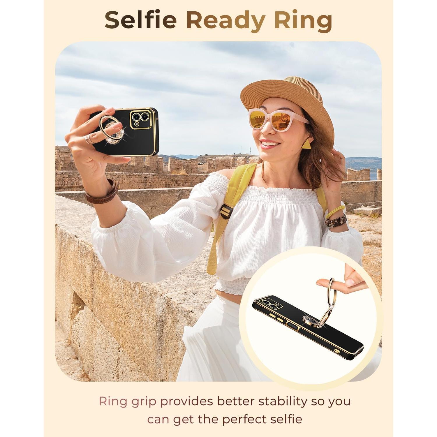 Funda Protectora con Soporte de Anillo para Moto G 5G 2023 - Negro