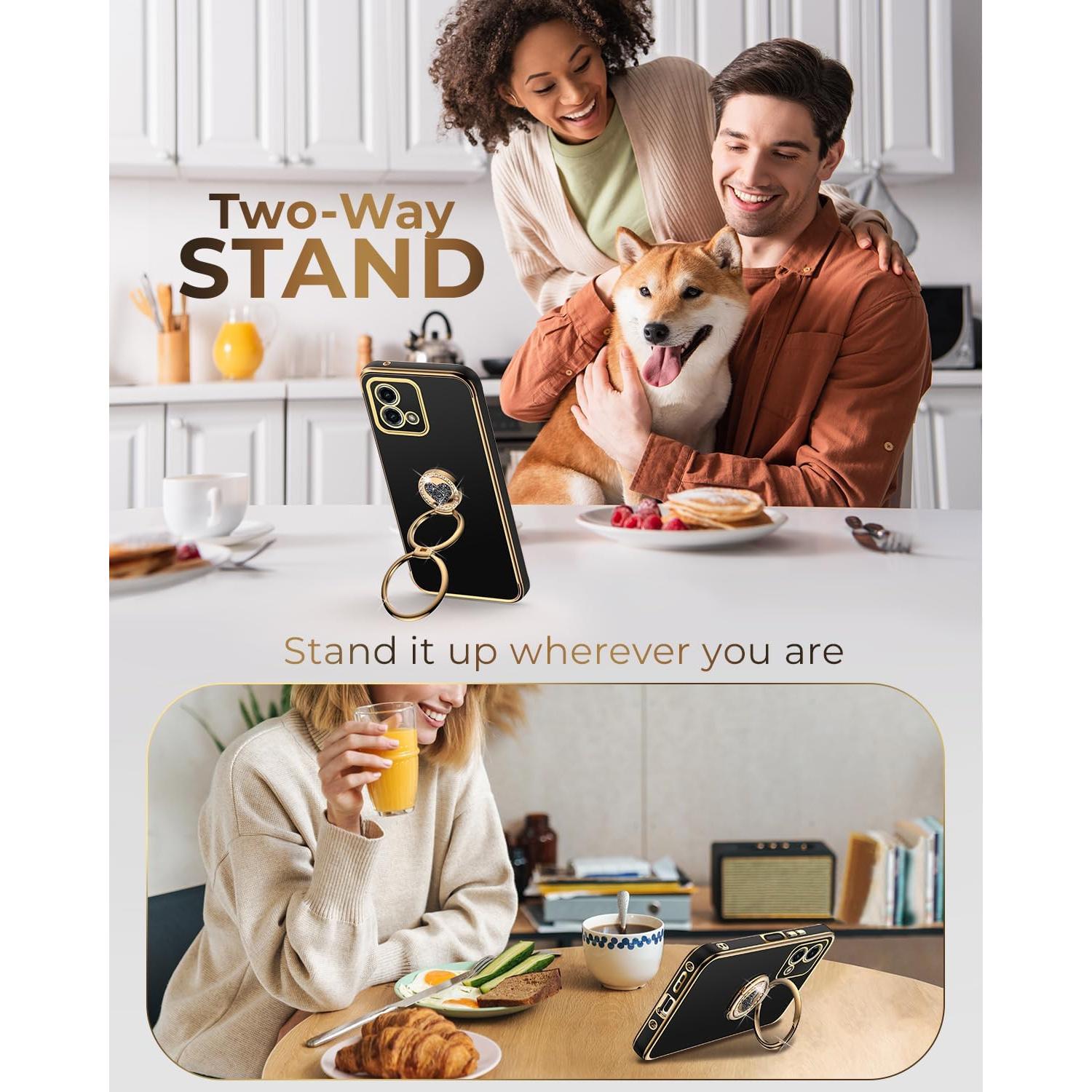 Funda Protectora con Soporte de Anillo para Moto G 5G 2023 - Negro