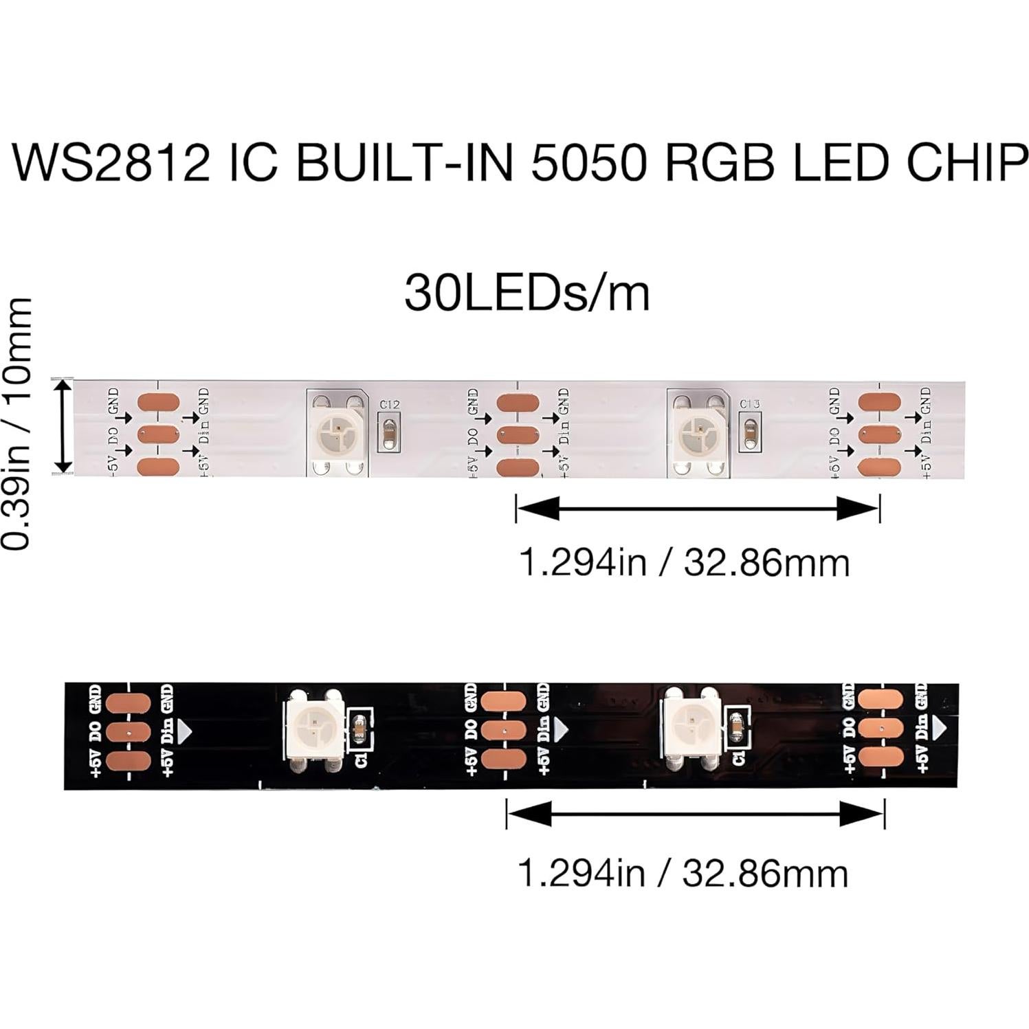 Tira LED WS2812B 5M 150LEDs RGB SMD 5050 No Impermeable