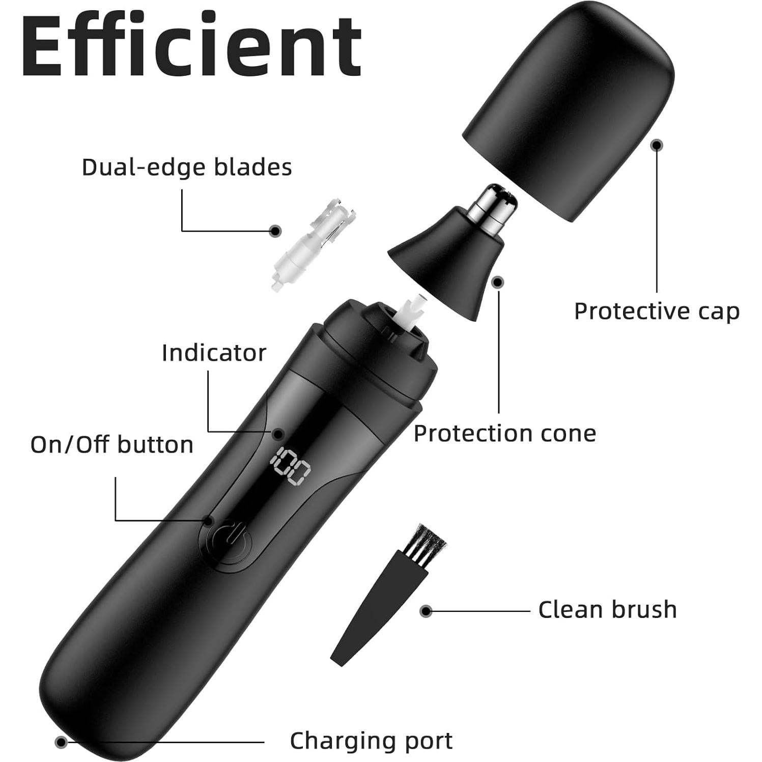 Recortador de Vello Nasal SESATOOK L5 Recargable USB Negro