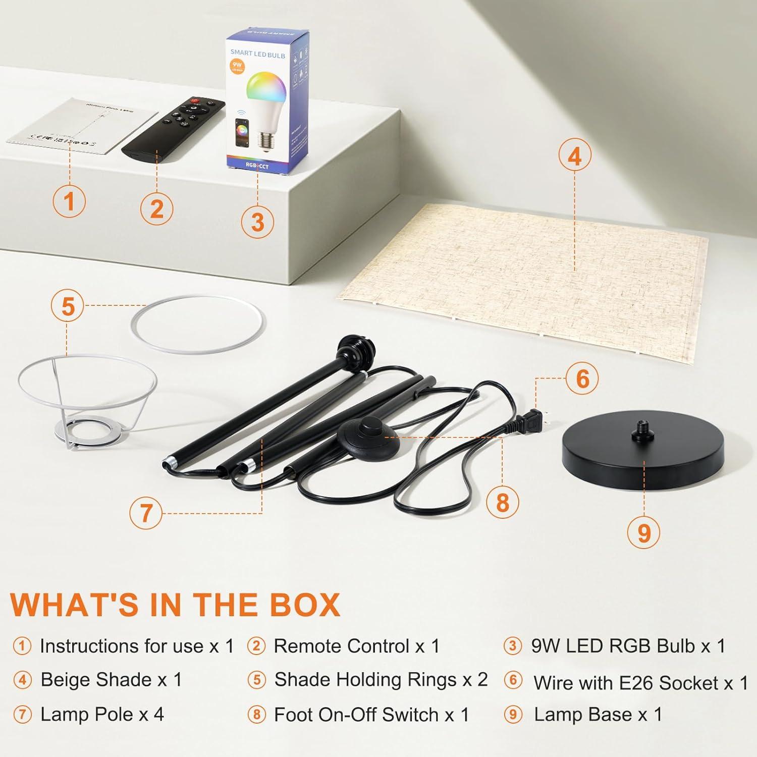 Lámpara de Pie FRIDEKO HOME Beige 9W 800LM Control Remoto