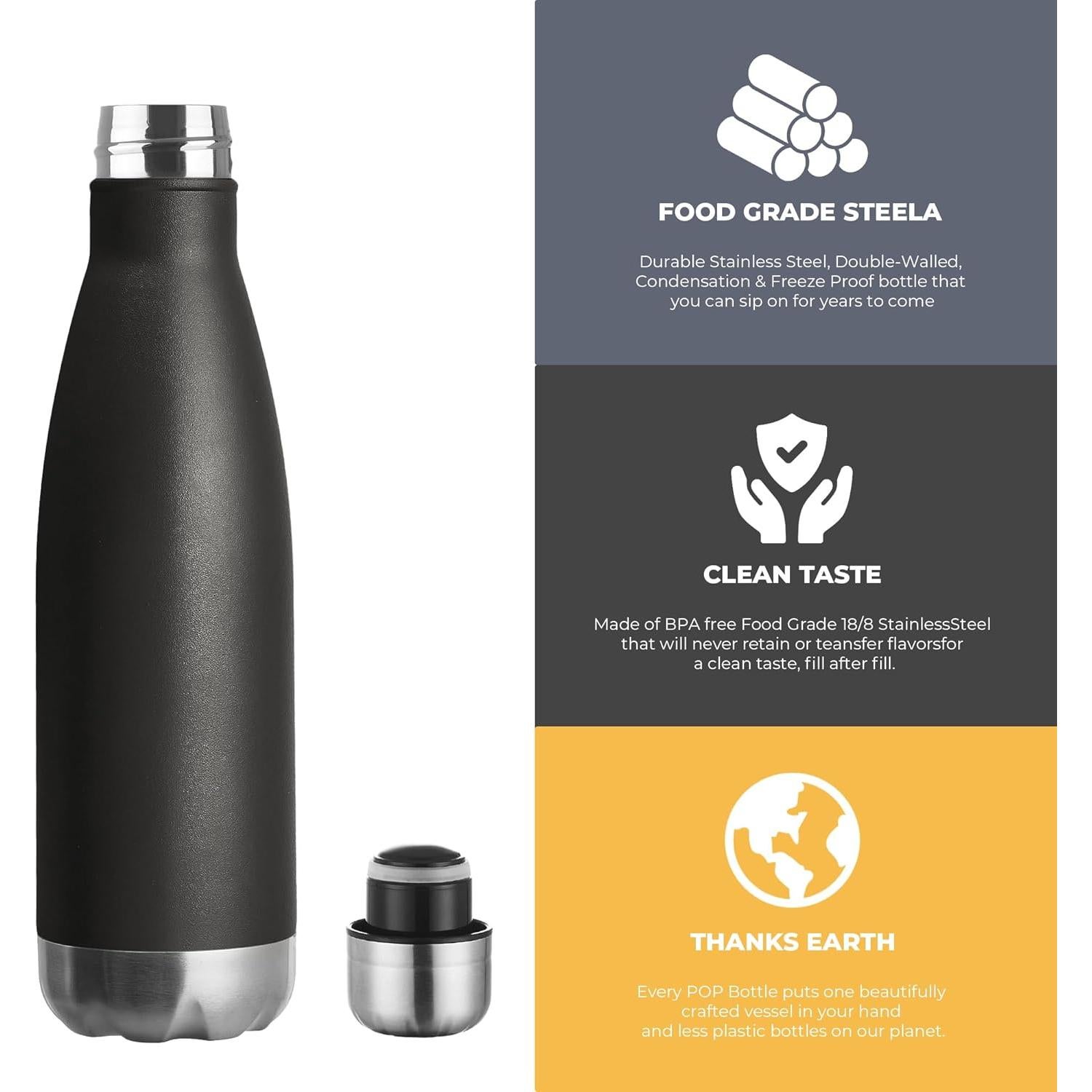 Botella de Agua Deportiva MEWAY 0.5L Acero Inoxidable Aislada