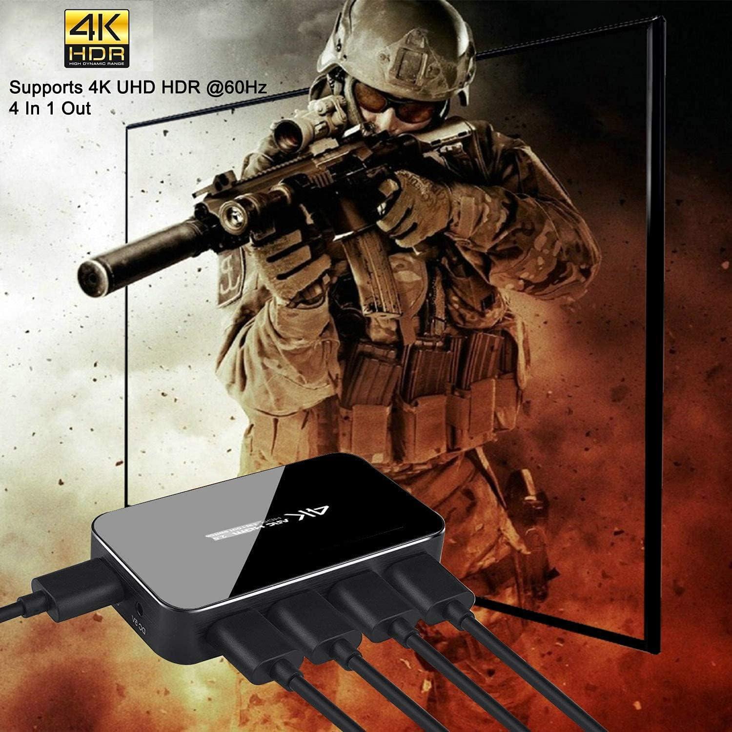 Conmutador HDMI 4X1 ENBUER 4K Ultra HD 60Hz Control Remoto