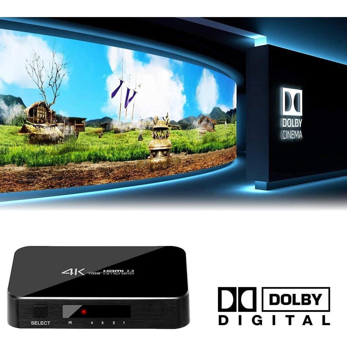 Conmutador HDMI 4X1 ENBUER 4K Ultra HD 60Hz Control Remoto