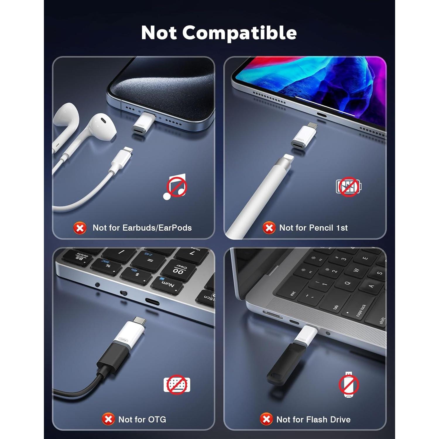 Adaptador Lightning a USB C MoKo 4 Pack para iPhone 15/16