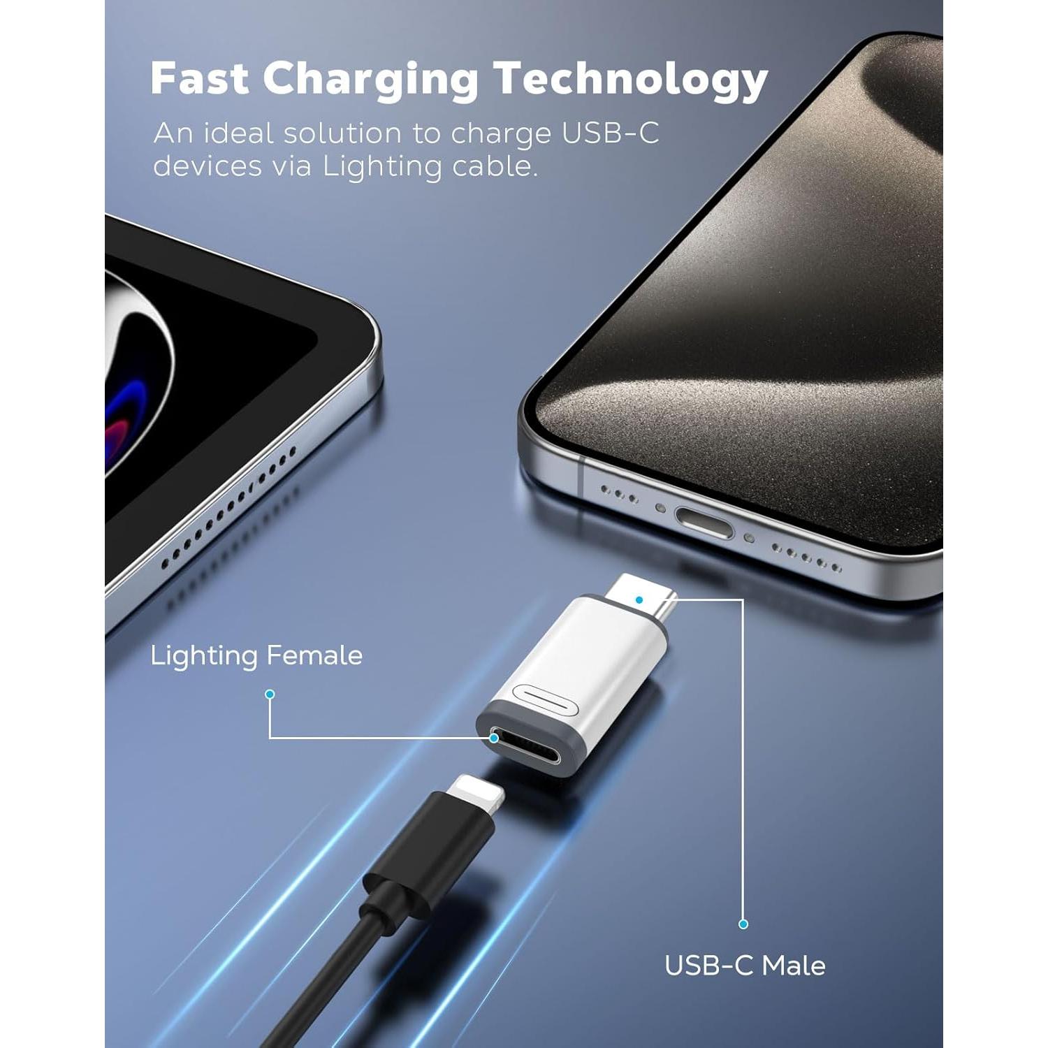 Adaptador Lightning a USB C MoKo 4 Pack para iPhone 15/16