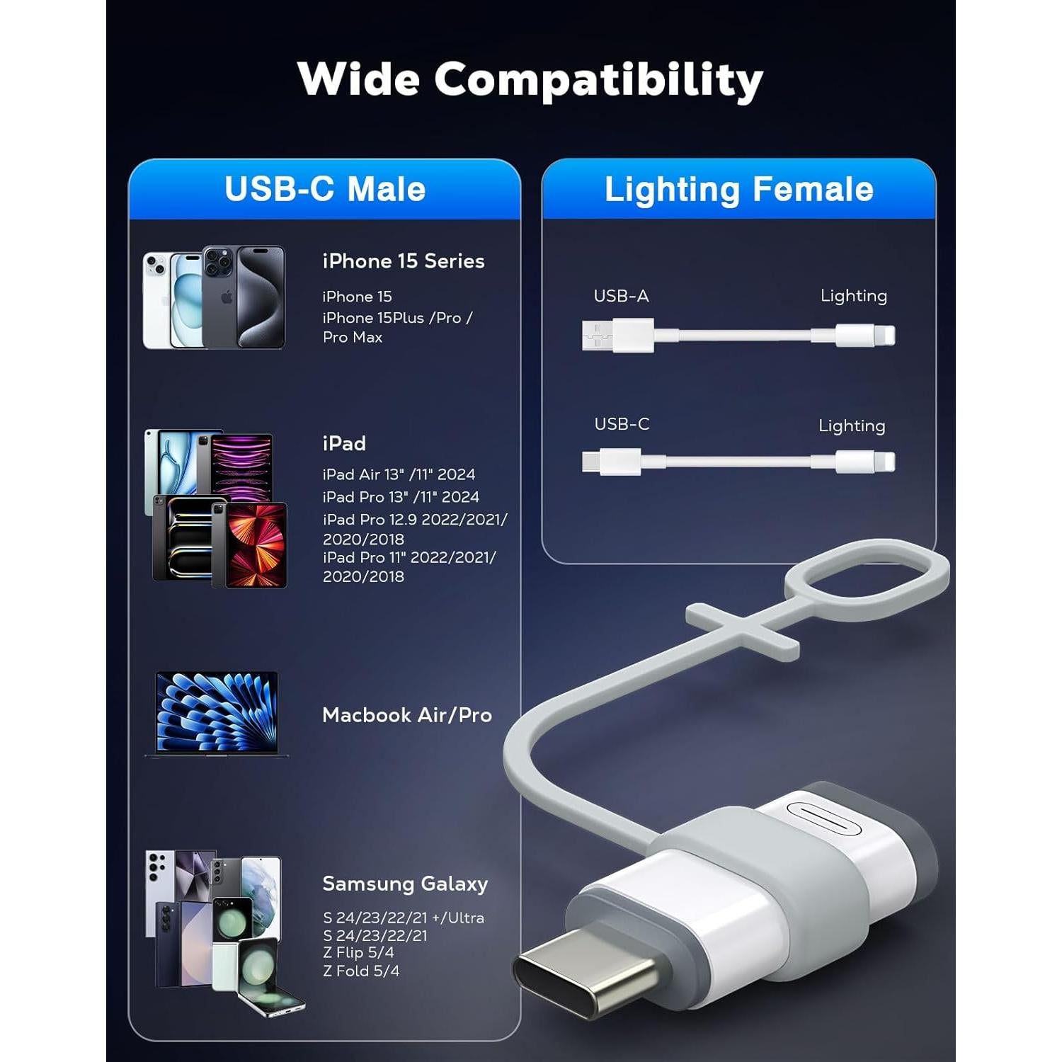 Adaptador Lightning a USB C MoKo 4 Pack para iPhone 15/16