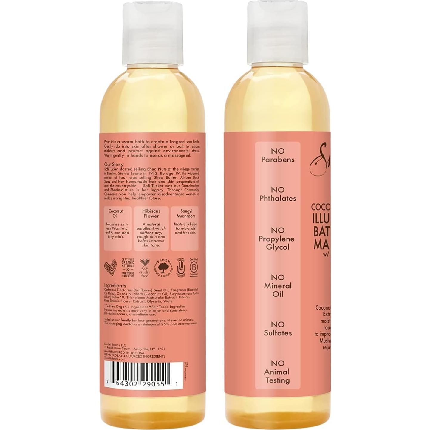 SheaMoisture Aceite de Baño y Masaje Coco e Hibisco 2x236.6ml