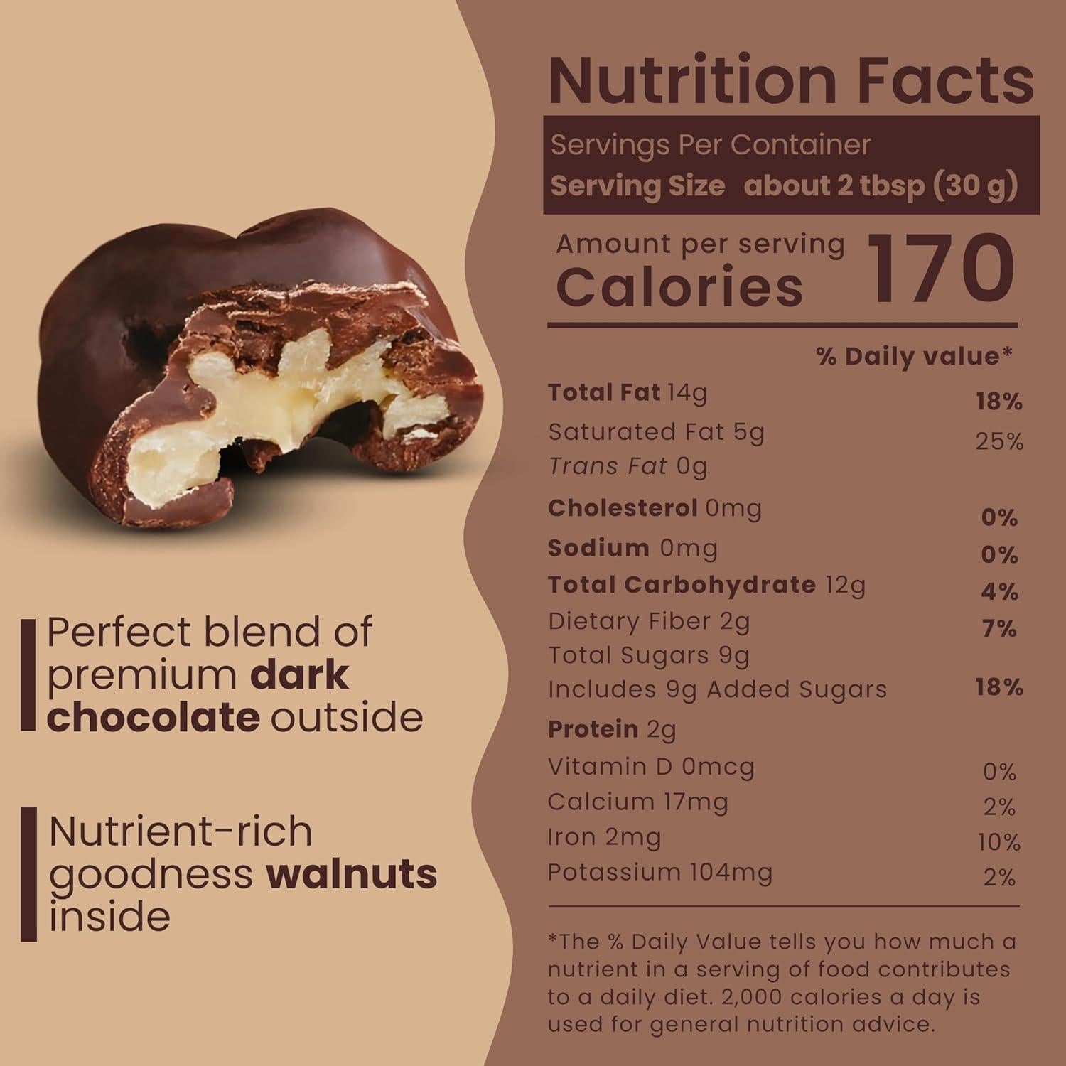 Nueces Cubiertas de Chocolate Oscuro Nutic - 450g Gourmet