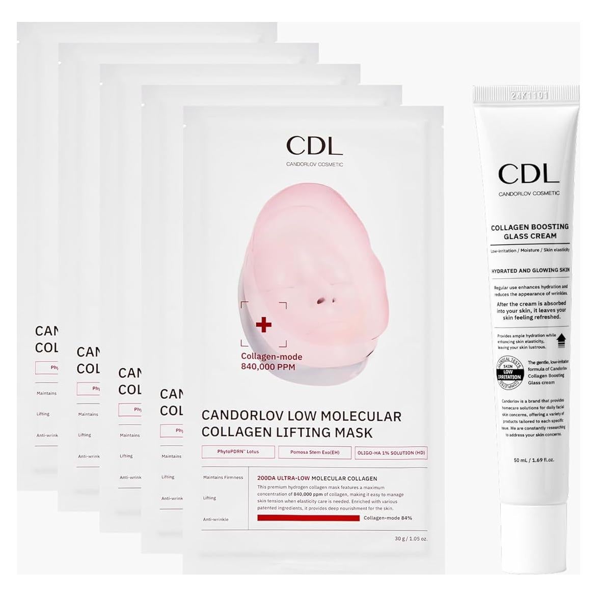 Dúo de Colágeno Coreano CDL CANDORLOV - Mascarilla y Crema Hidratante