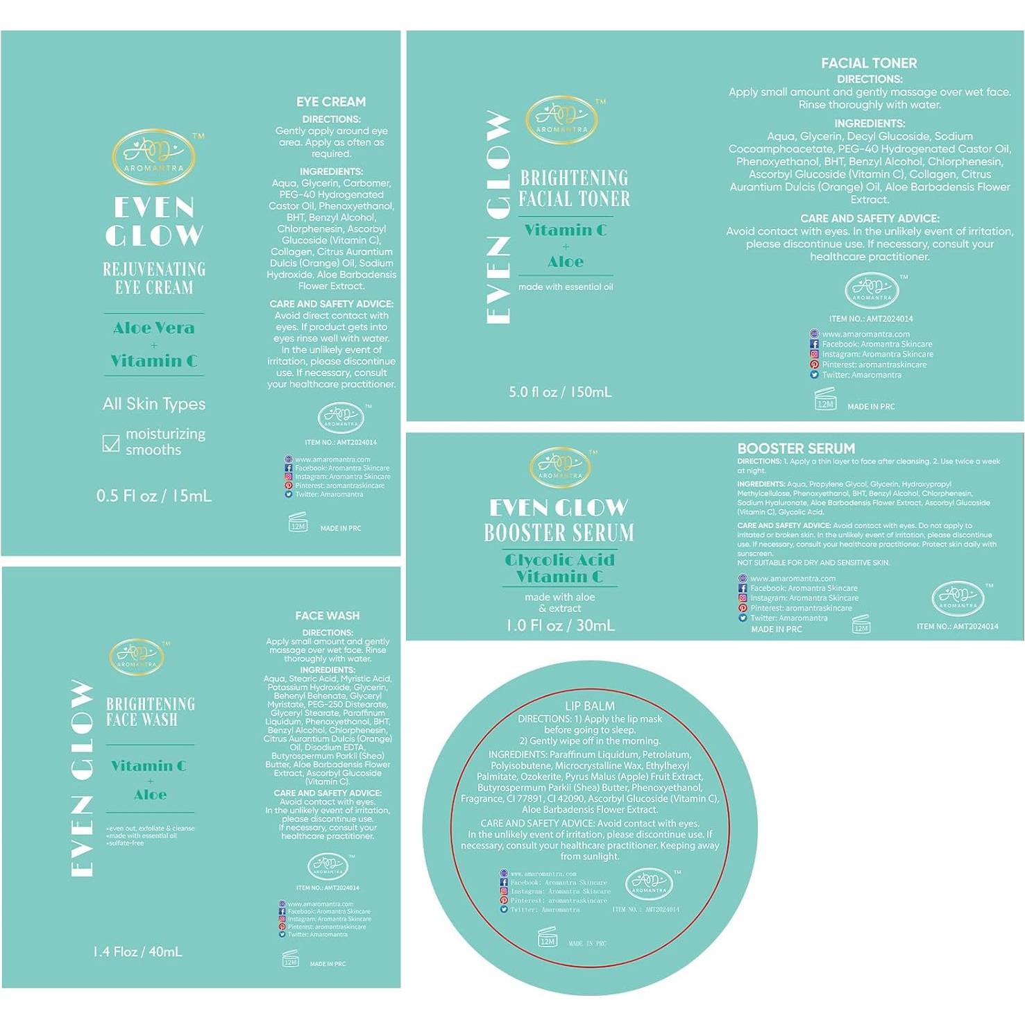 Set de Cuidado de la Piel Vegano AM AROMANTRA 5 Piezas