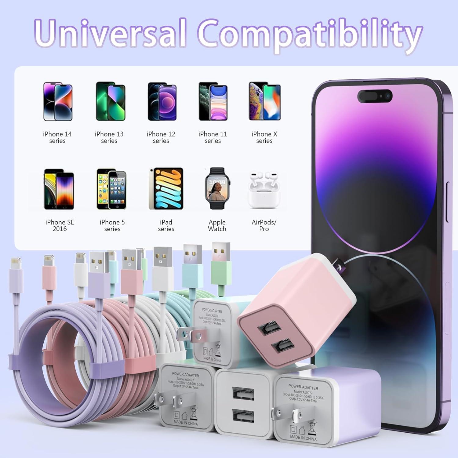 Cargador de Pared USB iGENJUN 5Pack con Cable Lightning 1.8m