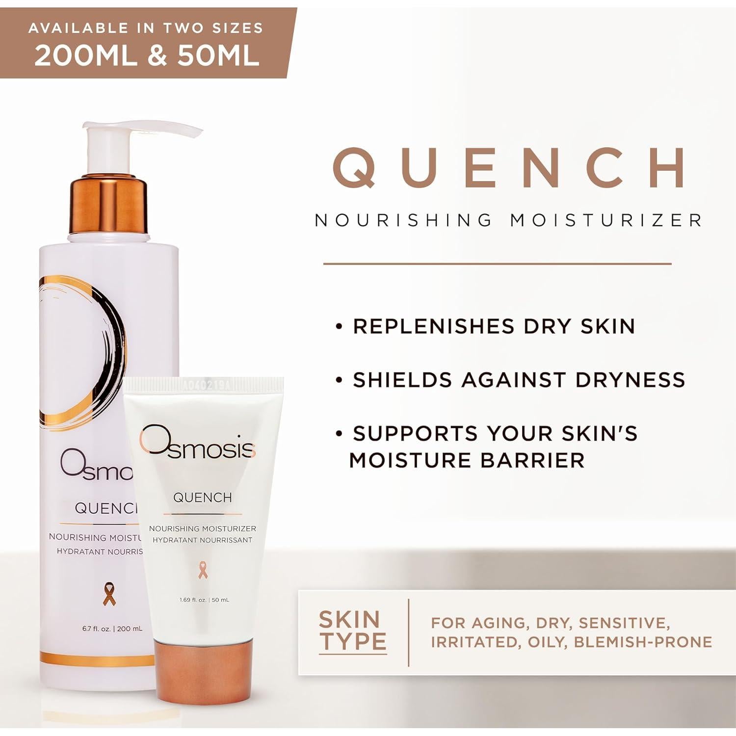 Hidratante Facial Diario Osmosis Quench 50 ml Piel Seca a Normal